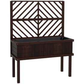 Espresso Fir Wood Elevated Raised Garden Bed with Stylish Climbing Trellis