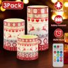 3Pack Christmas Flameless LED Candles Deer Flickering Candle Lights Pillar Candles with 3 Lighting Modes Timer Remote Control