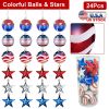 24Pcs Set Hanging Ornaments Ball Star Patriotic Festival Party Decor Independence Day 4th of July Christmas Tree Wall Indoor Outdoor Decoration