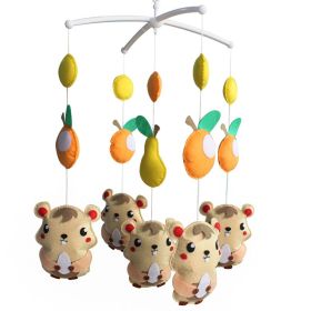 Cute Crib Mobile, Musical Mobile, [Squirrel and Fruits] Cartoon Mobile