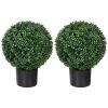 2 Pack 20.5" Artificial Boxwood Topiary Trees with Pots Indoor/Outdoor Decorative Faux Plants