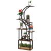 Outsunny Plant Stand Indoor, 8 Tier 62" S-Shaped Plant Shelf, Corner Plant Rack for Multiple Plants, Carbonised Finish