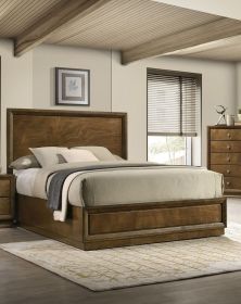 Strong Look Transitional Style 1pc Full Size Bed Walnut Wooden Panel Bedframe High HB Bedroom Furniture