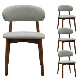 Laurel Green Flannelette Upholstered Dining Chair with Walnut Solid Wood Legs, Armless Chair Set of 4 for Kitchen, Restaurant, Living, Meeting Room