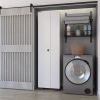 FM FURNITURE Aiken Broom Cabinet with Storage Shelves and Broom Hangers, White
