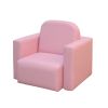 Pink 2-in-1 Convertible Kids Sofa Set Toddler Table and Chair Versatile Couch for Boys and Girls