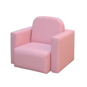 Pink 2-in-1 Convertible Kids Sofa Set Toddler Table and Chair Versatile Couch for Boys and Girls