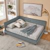 Queen Size Upholstered Tufted Bed Frame, Sofa Bed Frame with Comfortable Backrest and Armrests, Queen Size Bed for Bedroom, Living Room,Velvet