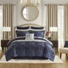 4 PCS Queen Comforter Set Navy