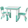 Height-Adjustable Kids' Table and Chair Set, 3pc, Storage, Easy Wipe, Green, Daycare & Classroom Friendly