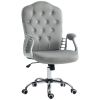 Vinsetto Velvet Button Tufted Swivel Wheels Adjustable Height Tilt Light Gray Office Chair