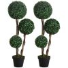 35.5" Ball Boxwood Topiary Tree Artificial Plant in Pot for Indoor & Outdoor Home Decor