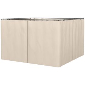 9.84' x 9.84' Universal Gazebo Sidewall Set with 4 Panel, 40 Hook/C-Ring Included for Pergolas & Cabanas, Beige