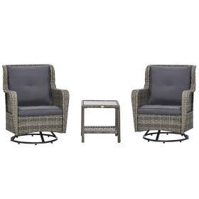 Outsunny Patio Pivotal 360Â°Rotating Rocking Bistro Set, Gray, Modern & Comfortable Outdoor Seating