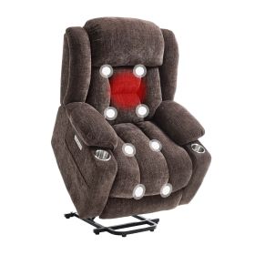 Power Lift Recliner Chair for Elderly, Recliner chair with Massage & Heat, Electric Leather Lift Recliner Chair for Living Room with Side Pocket