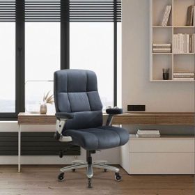 Big and Tall Office Chair 500lbs with Adjustable Lumbar Support, Fabric Executive Computer Chair with 2D Flip-up Armrests