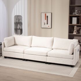111.42*32.28" XXXL 3-Seater Chenille Deep Sofa,Comfy 3-Seater Chenille Fabric Couch,Conforms to body curves,Cloud-soft sitting