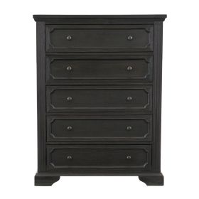 Traditional Design 5-Drawers Storage Chest 1pc Charcoal Finish Rustic Style Bedroom Furniture