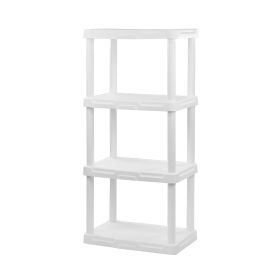 4-Shelf White Plastic Storage Shelf, 22" W x 14" D x 47" H, Holds up to 200 lb Total Capacity