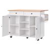 52in Kitchen Island Cart Rolling Storage Cabinet Table with Drawer Drop Leaf