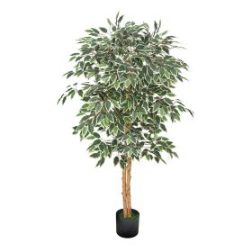5FT Artificial Ficus Tree Tall Faux Plant with Black Pot for Indoor Decor