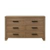 1pc Walnut Color Six Drawers Dresser Black Bar Pulls Transitional Style Bedroom Metal Center Glide