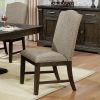 Transitional Style Espresso Frame 2pc Side Chairs Padded Seat Back Nailhead Trim Warm Gray Fabric
