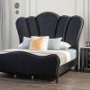 Glam Beautiful Black Fabric 1pc Queen Size Bed Padded Channel Headboard Bedroom Furniture