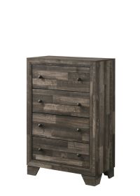 1pc Rustic Four Drawers Storage Tall Chest Brown Gray Finish Wooden Bedroom Furniture