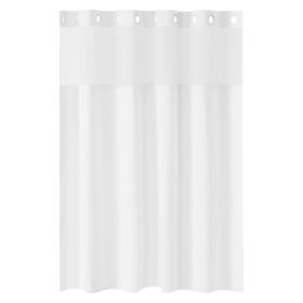 No Hook Shower Curtain, 2-in-1 Waterproof Waffle Weave Shower Curtains, 240 GSM Curtain with Snap-in Liner, See-Through Window, and Magnets