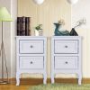 [Oid Code: 48714449/34800355]2pcs Country Style Two-Tier Night Tables Large Size White