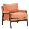 Mid-Century Modern Velvet Accent Chair, Leisure Chair with Solid Wood and Thick Seat Cushion for Living Room, Bedroom, Studio, Orange