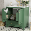 30 Inch Green Bathroom Vanity with Single Sink, Combination Under Counter Sink, Bathroom Storage Cabinet with 2 Doors and a Drawer, Soft Closure