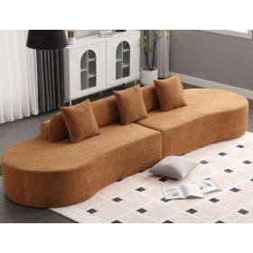 [NEW ARRIVED] [VIDEO PROVIDED] Modern curved combination sofa, terrycloth fabric sofa, minimalist sofa in living room, apartment, no assembly req