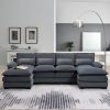 [VIDEO provided][New]109.8*55.9" Modern U-shaped Sectional Sofa with Waist Pillows,6-seat Upholstered Symmetrical Sofa Furniture