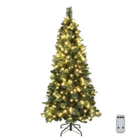 6ft Pencil Shape Automatic Tree Structure PE PVC Material 300 Lights Warm Color 9 Modes With Remote Control 600 Branches With Pine Needles Christ