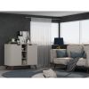 Manhattan Comfort Hampton 39.37 Buffet Stand Cabinet with 7 Shelves and Solid Wood Legs in Off White
