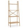 58 Inch 4-Tier Bamboo Ladder Bookshelf