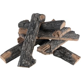 VEVOR 8 Pcs Oak Logs, Gas Fireplace Ceramic Logs for Fireplace, Heat-Resistant Wood Log Gas Realistic Logs, Stackable Wood Branches for Gas Fire