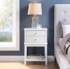 White Nightstand 2 Drawers 28 inches Tall for Bedroom, Wood Sofa Side Table with Storage Shelf, Large End Tables