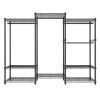 Heavy Duty Clothes Rack, Rolling Clothing Garment Rack with 4 Hang Rods & 8 Storage Tiers, Adjustable Custom Closet Rack