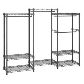 VEVOR Heavy Duty Clothes Rack, Rolling Clothing Garment Rack with 4 Hang Rods & 8 Storage Tiers, Adjustable Custom Closet Rack