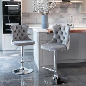 Furniture, Swivel Velvet Barstools Adjustable Seat Height from 25-33 Inch