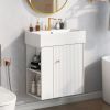 21.6 inch Modern Floating Bathroom Vanity with Ceramic Basin - Perfect for Small Bathrooms, Left side storage