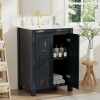24x18x34 Inches Vintage Style Small Bathroom Vanity Combo with Ceramic Sink, 2 Soft-close Doors