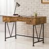 Antique Nutmeg and Black 3-drawer Writing Desk
