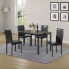 Furniture 5 Piece Metal Dinette Set with Faux Marble Top - Black, dinning set,table&4 chairs