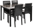 Furniture 5 Piece Metal Dinette Set with Faux Marble Top - Black, dinning set,table&4 chairs
