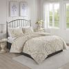 3 piece Tufted Cotton Chenille Damask Comforter Set