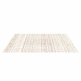 Large Area Rug 5 x 8 ft Anti-Skid and Tear-Resistant Floor Mat Modern Beige